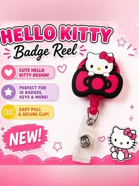 Hello Kitty Pink, White and Yellow Retractable Badge Reel